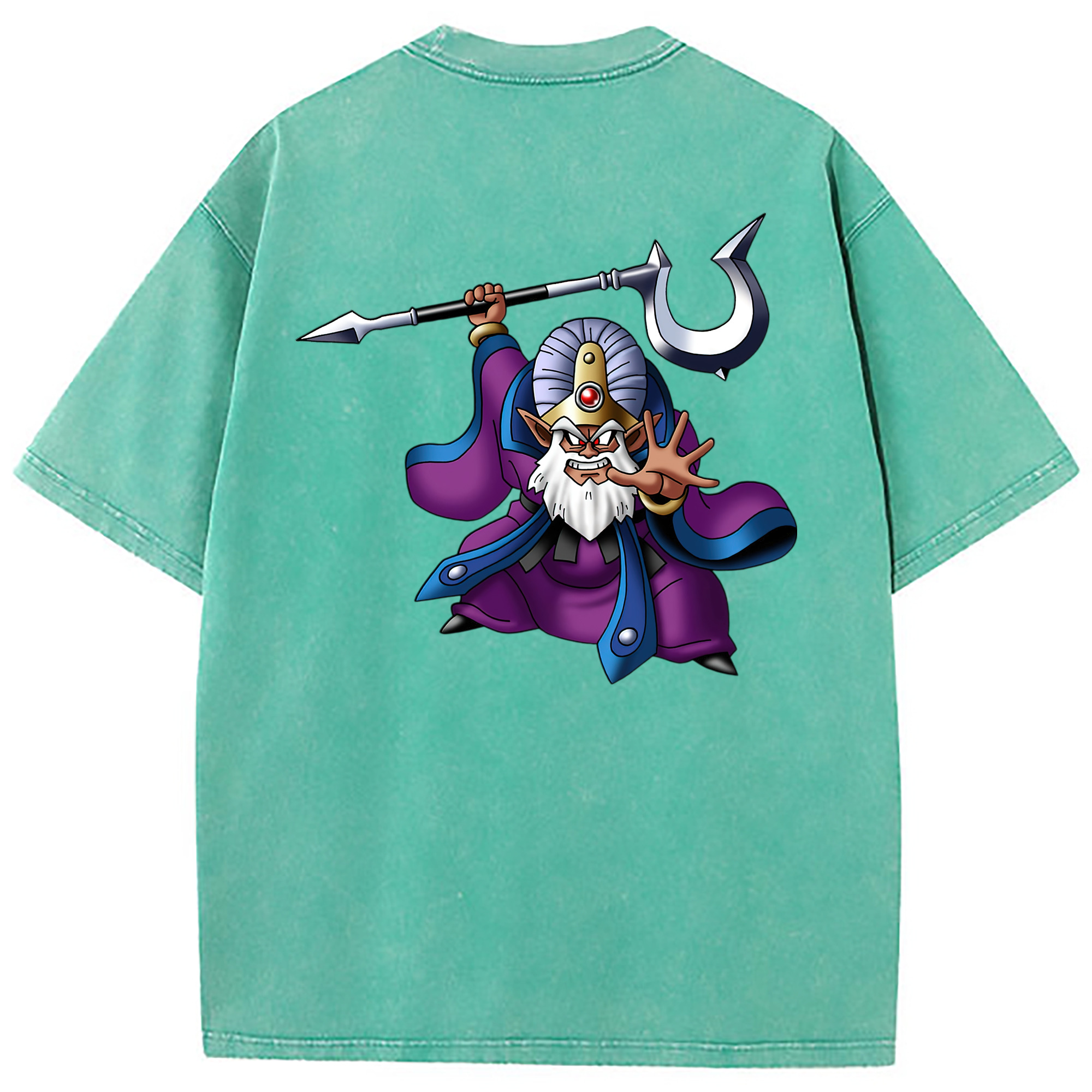 （画像用） ドラゴンクエスト Doragon Kuesuto Dragon Quest 綿100% ヴィンテージ風 半袖Tシャツ（背面プリント）